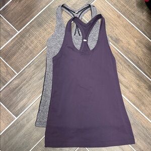 lululemon athletica Racerback Tank Tops - Plum and Heather Gray